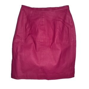 Fuchsia Purple Vintage Leather Pencil A-Line Skirt